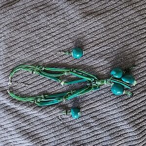 Funky teal necklace/earrings